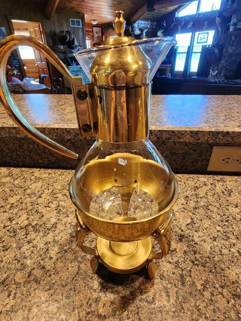 Princess House Glass/Brass Coffee Warmer